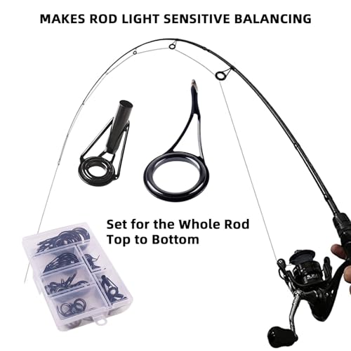 Kit 35 piezas anillas para caña de pesca con acero carbono miniatura 4