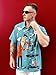 DADDYLOCO Retro BBQ Print Button Down Shirt, Short Sleeve, Regular Fit, Mint Green