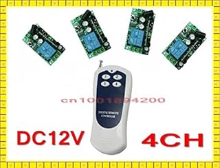 DC12V 4CH Independent 4pcs Receiver + 1Pcs 4Button Transmitter Home Lamp Light LED Remote Control Switches 315/433MHZ Learning