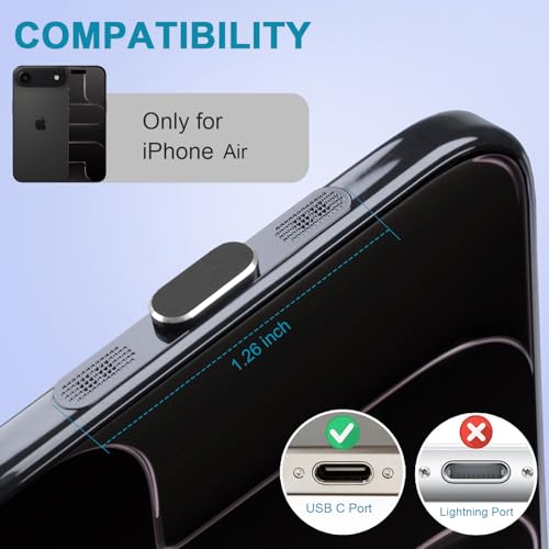 Image of USB C Dust Plug,USB C Port Cover Type C Charging Port Plug Cover Speaker Dust Cover,Accessories for iPhone Air (Black, for iPhone Air)