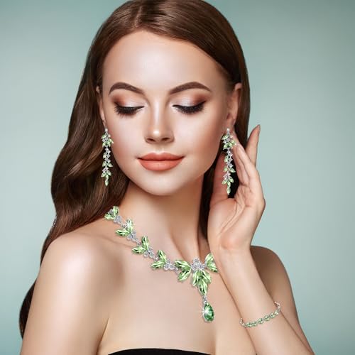 Wedding Jewelry Set for Women Bridal Bridesmaid Accessories Necklace Bracelet Earrings for Party4
