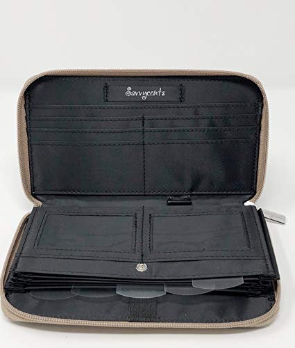 Cash Budgeting Wallet (Brown plaid), Zip Around, Accordion File System, Wristlet Strap, Women's Wallet4