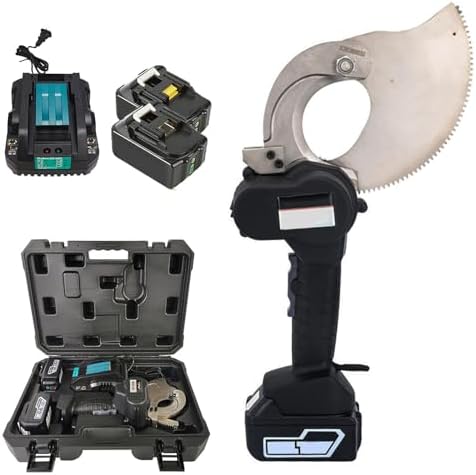 Cordless Electric Wire Cutter, 54-95MM Ratchet Cable Shears with 2 Rechargeable Batteries & Toolbox, Heavy-Duty Scissors for Aluminum, Copper & Armored Cable Cutting