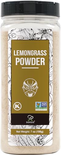 Soeos Lemongrass Powder 7 ounce (198g), Lemongrass Herb, Lemon Powder Bulk, Freshly Ground Dried...