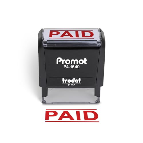 Promot Paid Stamp Self Inking - for Office, Accounts Payable Stamp - Rubber Stamps for Retail Use, Red Ink, Self Inking for Business Supplies, Paid Stamper