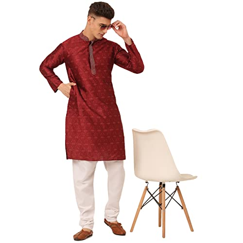 Image of Jompers Silk Blend Men's Collar Embroidered Kurta Pyjama Set
