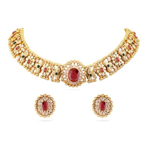 Rubans Choker Necklace Set Gold Plated Traditional Stylish Jewell...