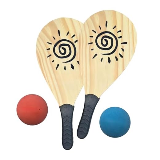 Kit Raquete Frescobol Tenis de Praia BONAS Jogo Com Bola de Borracha Semi Profissional Pinus Resistente (2)