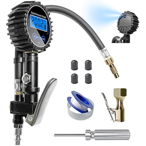 SUNFATT Digital Tire Pressure Gauge,Tire Pressure Gauge,(0-250PSI) Tire Gauge with LED and Compressor Kit,Quick Connect Coupler and Inflator,0.1 Display Resolution,Accessories for Car,Truck. Cover