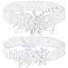 Syhood 2 Pieces Wedding Garters Daisy Lace Bridal Garter Hand Sewn Faux Pearls Garter for Bride (White), as the pictures shown