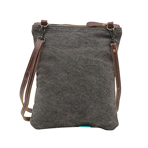 Myra Bag Western Canvas Crossbody Bag for Women - Cotton and Upcycled Leather Shoulder Bag Green Tea3