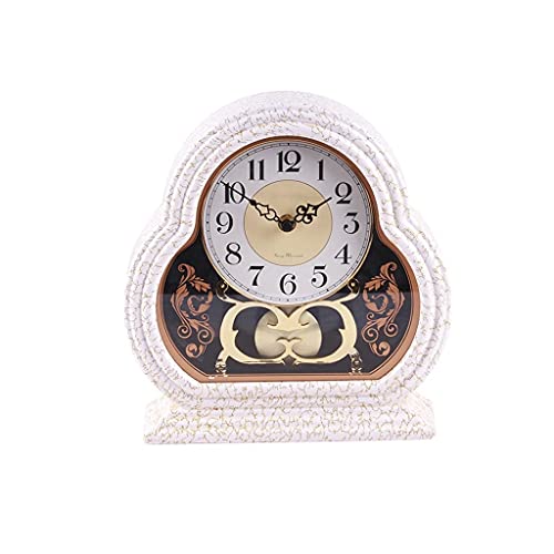 NSTVVEE Pendule de cheminée, Horloge à Pendule silencieuse, Fonctionne à Piles, Horloge de Bureau rétro pour cheminée, Bureau, étagère et décoration intérieure (Blanc)