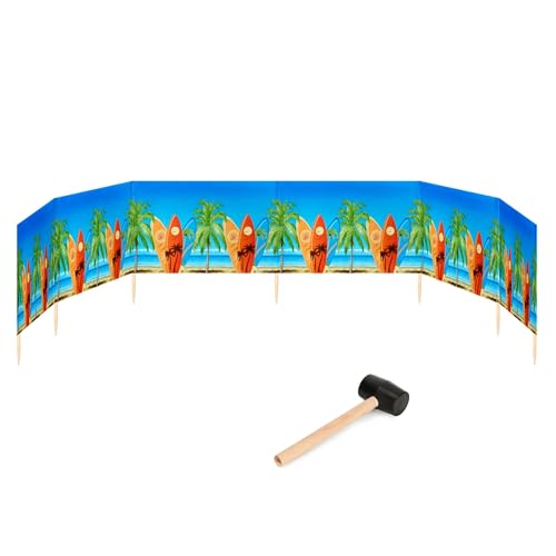 Garronda Paravent Plage Coupe-Vent Camping Brise-Vent avec Marteau en Caoutchouc 8 m GAEX001 (Planches de Surf, 8 m)