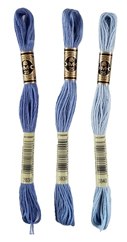Image of DMC 6-Strand Embroidery Cotton Bundle - Lavender Blue Color Family -3 Skeins of Thread - 8.7yd Skeins