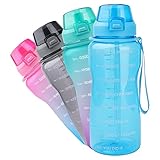 Azebo Botella de agua grande de 3800 ml/2000 ml/1600 ml, con marcador de tiempo y colador extraíble, Tritan, sin BPA, no tóxico, para deportes de fitness al aire libre y en la oficina E3SHD004-Blue-2L