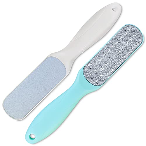 GEMGIMY 2 Pcs Double Sided Multidirectional Nickel Foot File Callus Remover Heel Scraper Foot Scrub Care Tool to Remove Rough Cracked Corns Smoothing Hard Skin