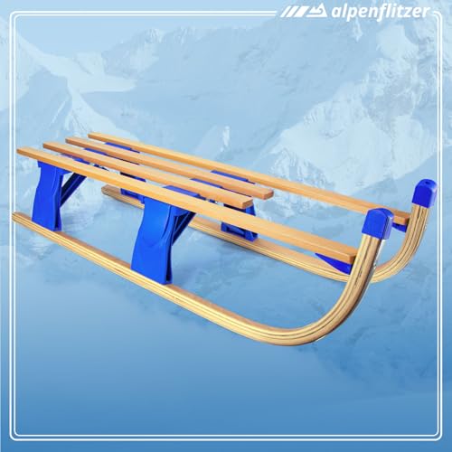 Rennrodel Alpenflitzer Holzschlitten 110 cm Klappbarer Davoser Rodel