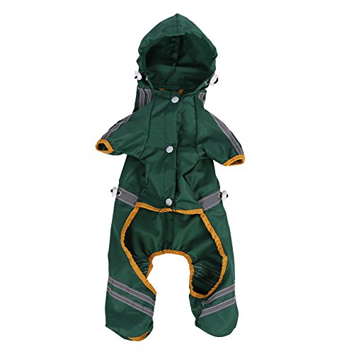Fdit Manteau Chien Impermeable Moyen Veste Chat Capuche Pluie Réglable avec Bande Réfléchissante Jumpsuit Vêtements en Plein Air (XL)