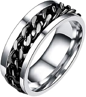 Holibanna Simple Finger Ring Stainless Steel Ring Fidget Band Rings Cool Spinner Rings Fashion Finger Accessories Jewelry Gift for Man Women Lover Boy Street (Black)