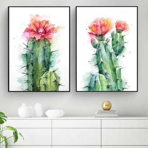 Toile cactus abstrait pour habiller un mur vide salon chambre decoration 60x80