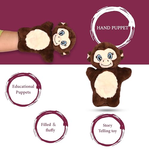 Image of Besties Monkey Hand Puppets for Kids - Soft Hand Puppets for Kids, Story Telling Puppet for Kids, Hand Puppet Toy, Plush Animals Hand Puppet Toys, Fun Play Learning Toys - Brown (Monkey)