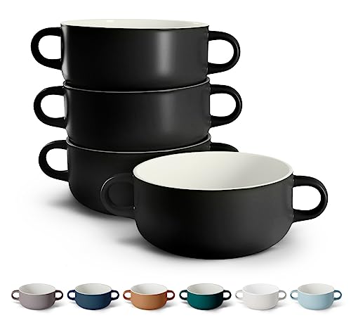 Kook Keramik Suppenteller, 530 ml, 4er-Set (Schwarz)
