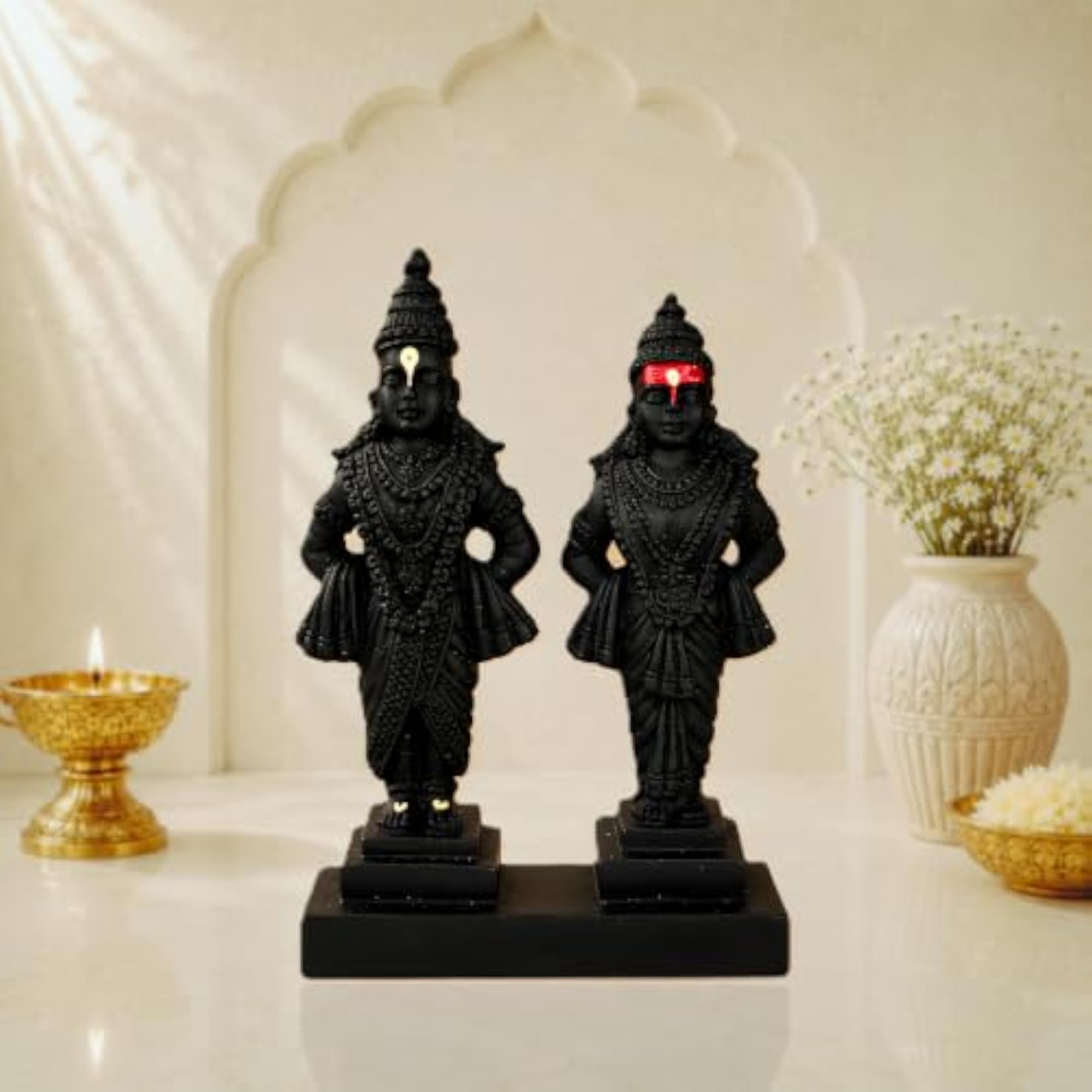 Vitthal Rukmini Black Statue for Home Decor and Gifting