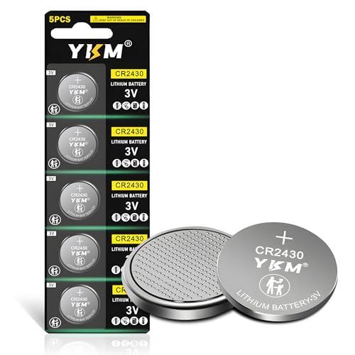 YKM 5 Pack CR2430 Batteries 3V Lithium Coin Cell Batteries