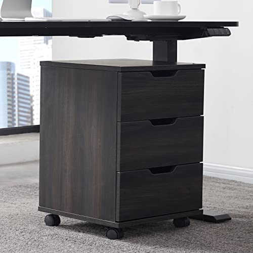 3 Drawer File Cabinet Drawers Chest, Wood Storage Cabinet With Wheels, Drawer Mobile File Cabinet Rolling File Pedestal Small Filing Cabinets For Home Office Bedroom Makeup Dresser By Soohow Walnut #TOP24