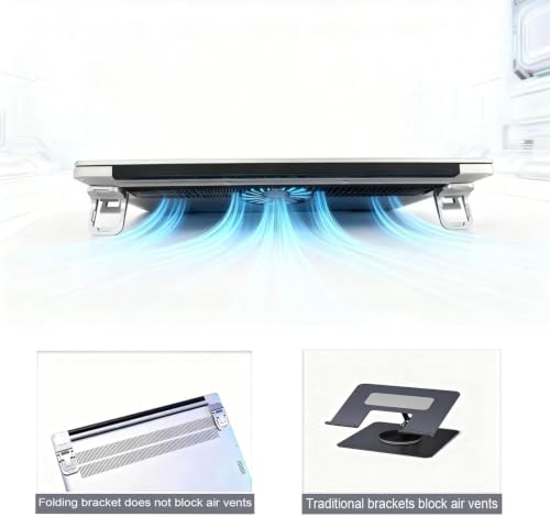 Image of CERLINK Portable Invisible Laptop Riser Stand | 2pcs Self-Adhesive Folding Alloy Metal Desk Feet for MacBook, Lenovo, HP, Dell & Tablets (Black)
