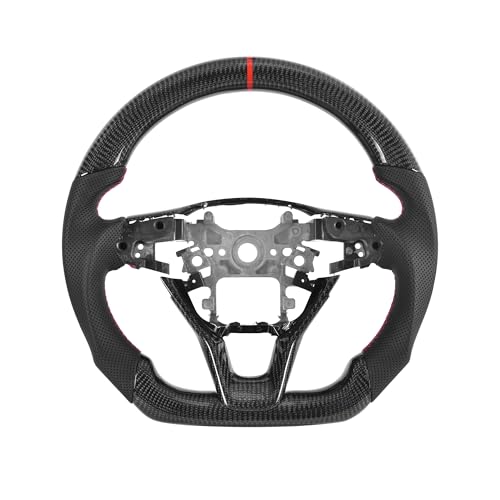 LFEVOCSI Carbon Fiber Steering Wheel for Honda Accord 10TH GEN 10 2018-2022, D-shaped Flat-bottom Nappa Perforated Leather Grip with Replacement Trim