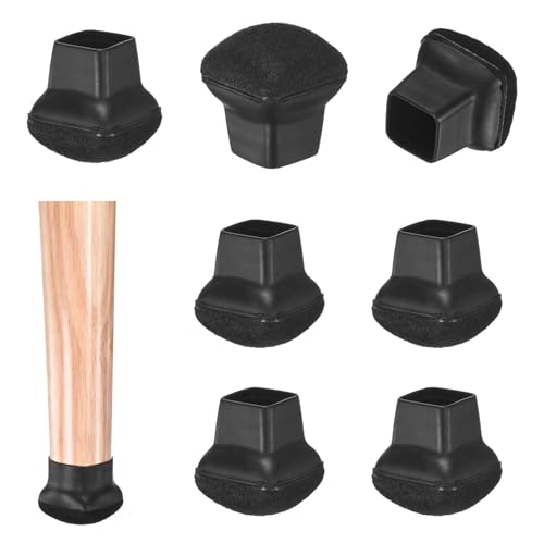Image of M METERXITY 8-Pack Chair Leg Floor Protectors, 0.55 inch-0.75 inch Silicone Cups Square Felt Furniture Pads for Chairs /Tables in Hardwood Floors /Tile Floors, Chair Leg Covers [Black]