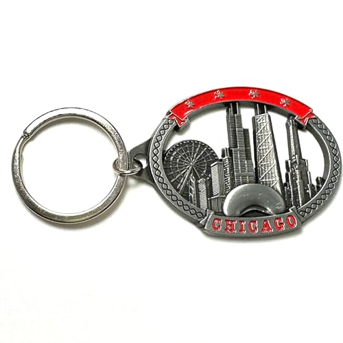 Westmon Works Chicago Keychain Metal Windy City Souvenir Key Ring