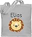 Produktbild Baumwolltasche personalisiert mit Namen - Löwe Löwen - Süßer Löwe - Kindergarten Kita - Unisize - Hellgrau - personalisierte wechselkleidung beutel und lowe stoffbeutel süße tasche - WM101