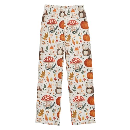 Pajama Pants Woodland Animals Autumn Fruits PJ Bottoms Sleepwear Lounge Sleep Pant with Pockets