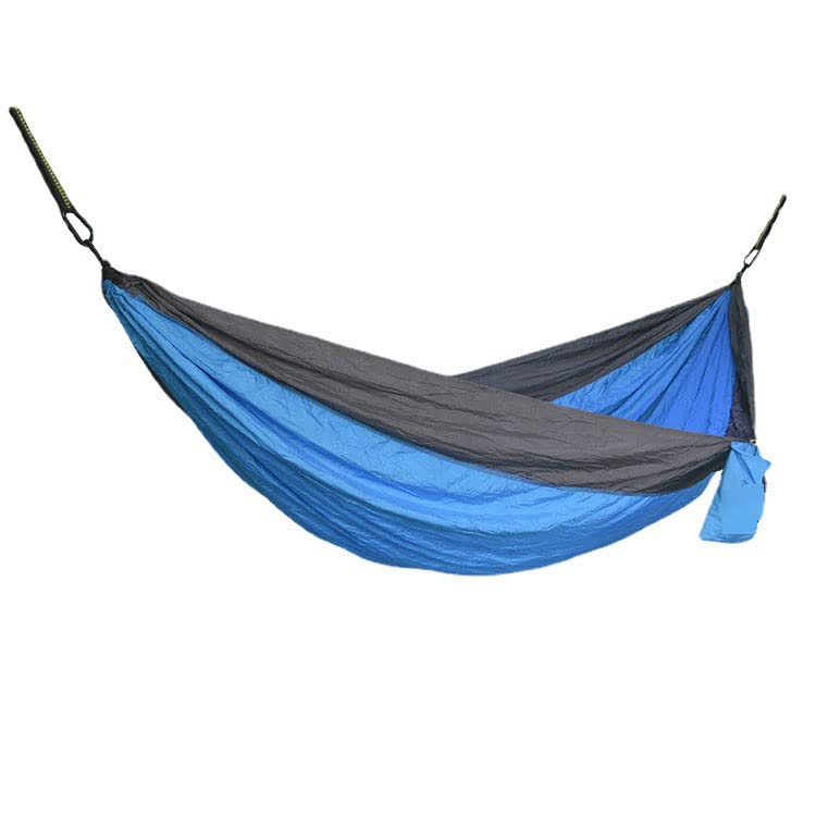 THE WHITE SHOP Double Camping Hammocks, Tree Hammock Bed, Portable 210T Parachute Nylon Hammock for Outdoor, Indoor, Backpacking Gear, Travel, Camping Accessories Hammocks/(Black + sky blue,370*178)
