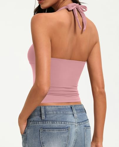 Image of Avidlove Women's Halter Top Deep V Going Out Tops Double Lined Sexy Backless Summer Crop Tank Top