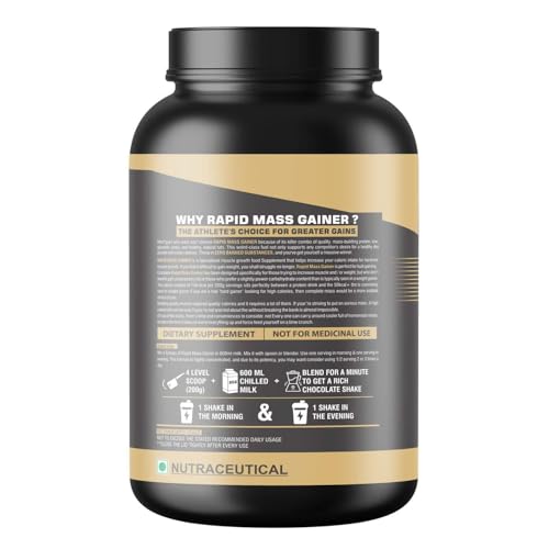 Image of M B Muscle Builder's Rapid Mass Gainer & Weight Gainer, High Calorie Weight Gainer Protein Powder with Creatine Monohydrate | Optimum Lean Muscle Growth [1 Kg / 2.2 lb, Chocolate Peanut Butter]