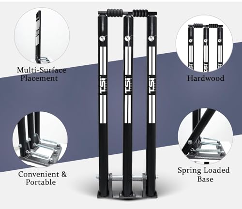 Image of Spring Back Wooden Stumps with Heavy Duty Base, with Heavy Duty Spring Stand Base Color Black Pack of 1PC