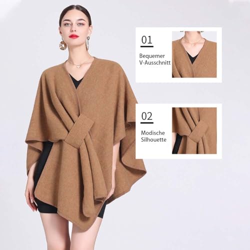 Poncho de punto de viscosa Alpenfaser cálido y suave calidad premium 3