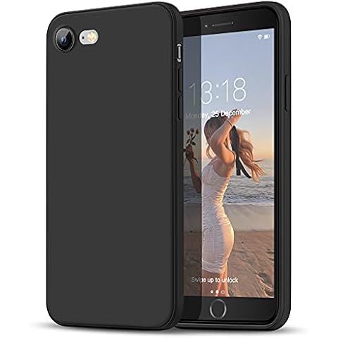 GOODVISH Case for iPhone SE 2022/2020/8/7 (4.7 inch), Ultra Slim Liquid Silicone Case, Upgraded Camera and Screen Protection, 360 ° Full Covered Shockproof Cover(Black) Cover