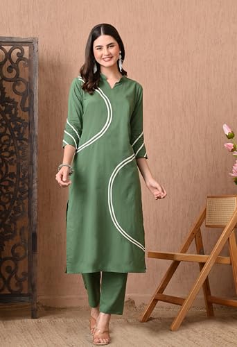 Image of Amazon Brand - Tavasya Women's Cotton Printed Kurta Set with Dupatta and Straight Pants | Salwar Suit | Ethnic Wear for Festive, Casual & Office Use