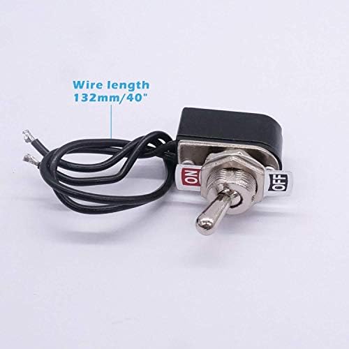 Taiss 2pcs Latching Toggle Switch SPST 2 Position ON/Off 6A 125V AC 10A 12V DC Incidental 5.2 inch Connect Wire Rocker Arm Switch KNS-1
