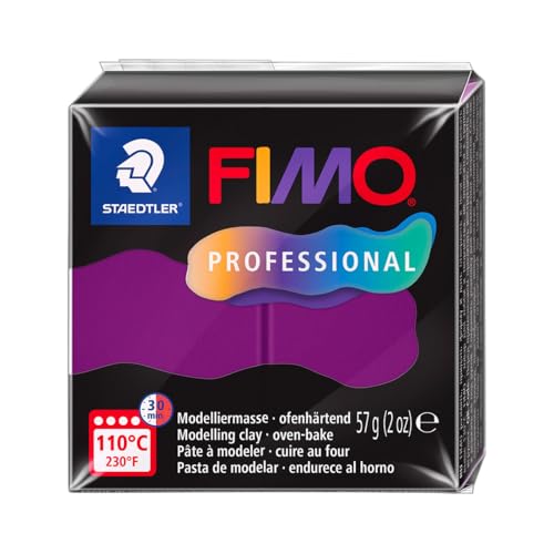 STAEDTLER Polymer Modelling Clay - FIMO Professional - Oven Bake Clay - Violet, 57g - 1 Block, 8040-61