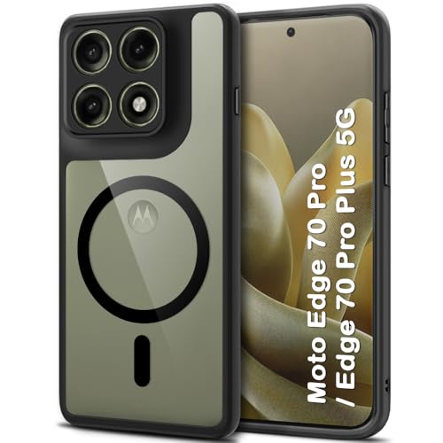 Image of TheGiftKart Hybrid Shockproof Back Cover Case for Motorola Moto Edge 70 Pro /Edge 70 Pro Plus 5G | Hard Back Cover Case (PC & TPU, MagSafe Compatible, Transparent Clear Back, Black Sides)
