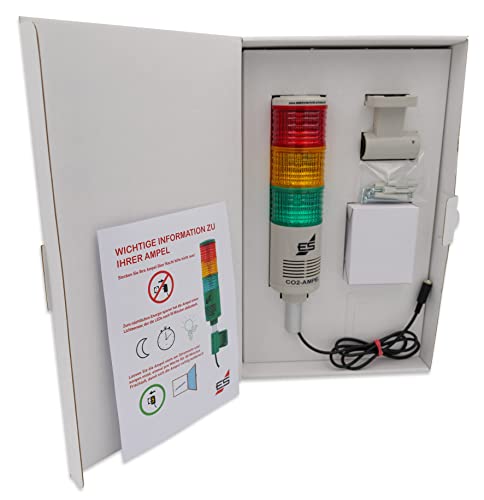 CO2 Schabus Ampel Factory, 400360, Grau, Zur Überwachung der Luftqualität und Erinnerung zum Lüften in Produktionsstätten, Werkstätten, Detektiert Kohlendioxid (CO2) aus verbrauchter Luft