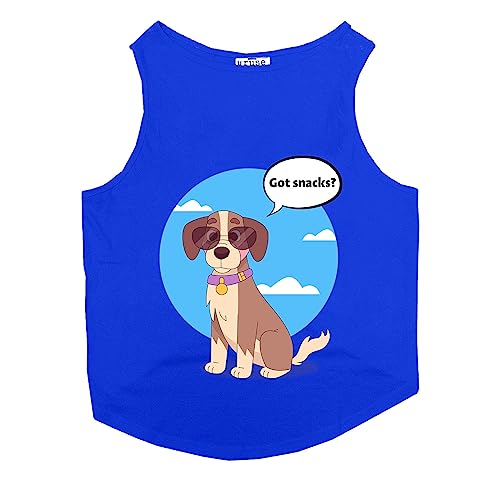 Image of Ruse Got Snacks Printed Dog Round Neck Sleeveless Vest Tank T-Shirt /Tees Apparel /Clothes /Tees Gift For Dogs (Royal Blue /Xxs (Chihuahuas, Papillons) - 1 Count