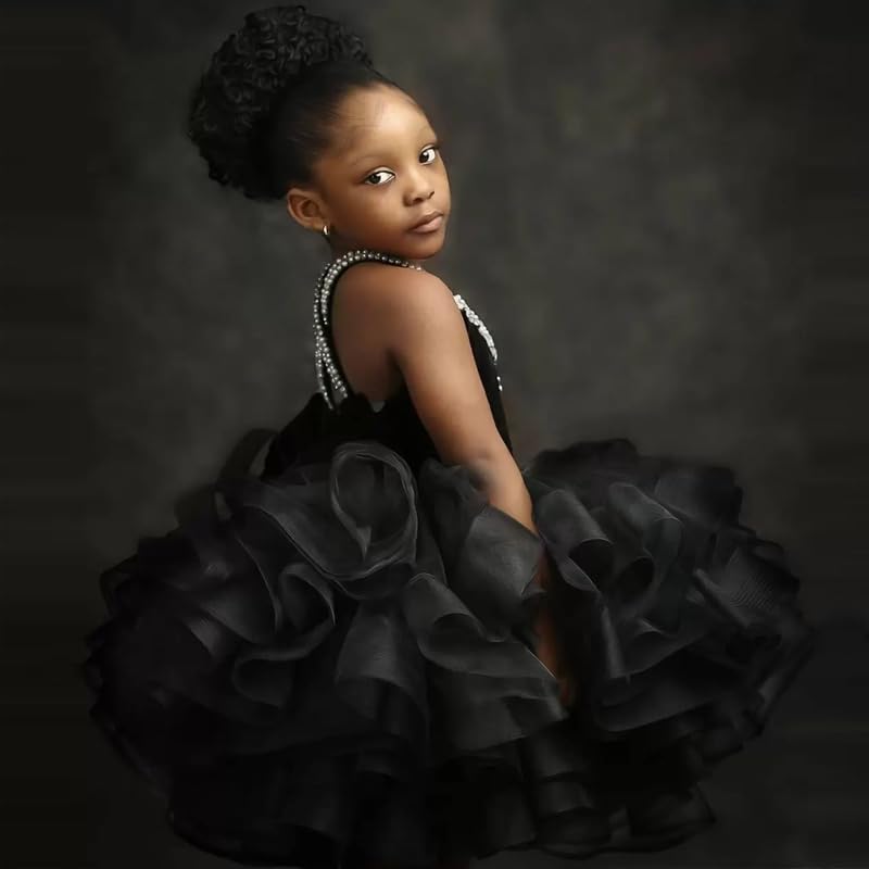 Glitter Crystal Girls Pageant Puffy Ball Gowns Kids Princess Tutu Crossed Straps Dresses2