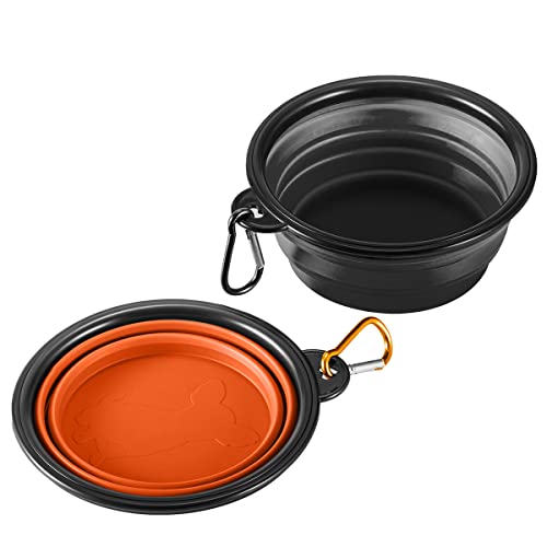 Lot de 2 gamelles de voyage pliables pour chien 350 ml avec mousqueton pour chat, chien et animal domestique pour eau et nourriture Cover