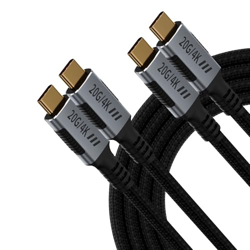 Image of USB C 3.2 Cable 3.3FT 2Pack Compatible with Thunderbolt 3 Cable,USB C Data Transfer 20Gbps,Type C to Type C 240W Fast Charging,USBC 4K@120Hz Video Output for Monitor,Display,SSD,Docking,Hub.